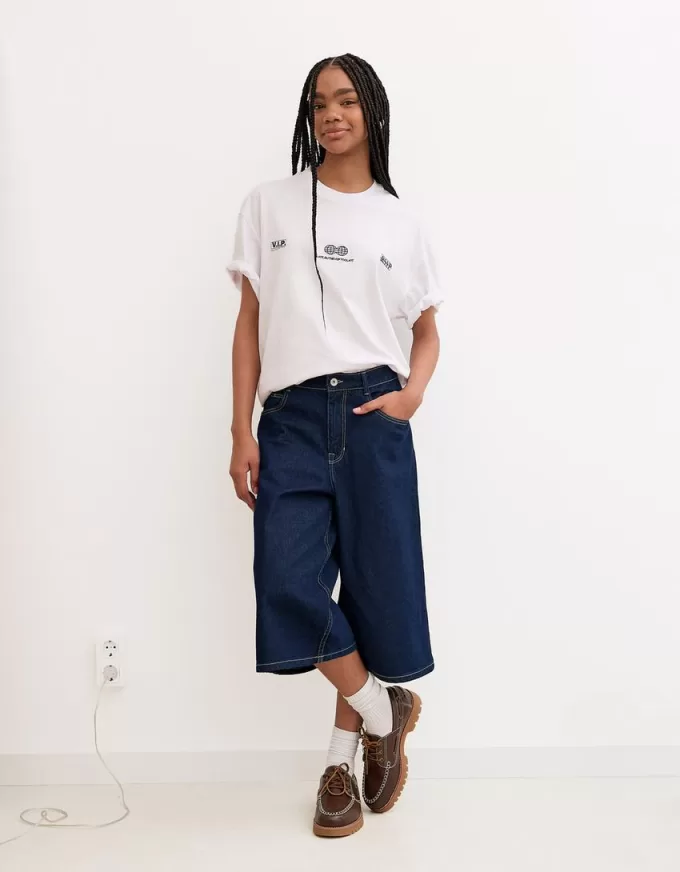 Baggy denim bermudashorts