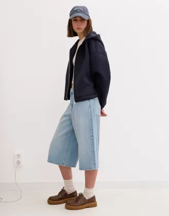 Baggy denim bermudashorts