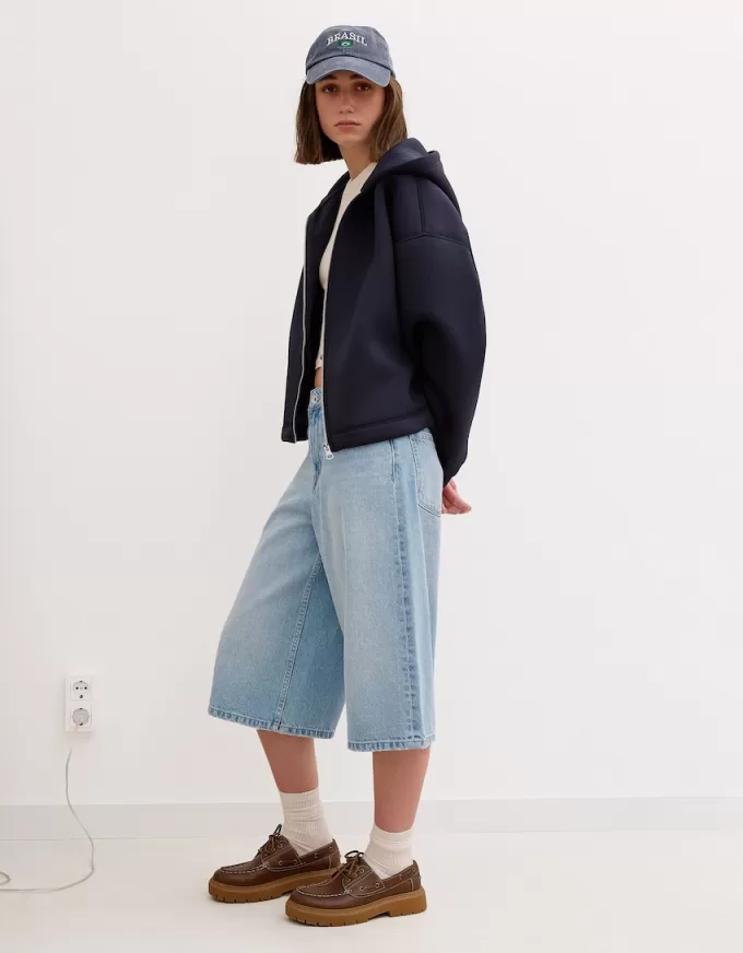 Baggy denim bermudashorts