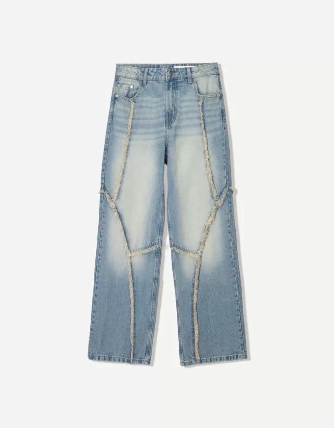 Baggy jeans med fransar Baggy jeans med fransar