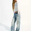 Baggy jeans med fransar Baggy jeans med fransar