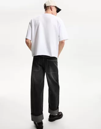 Baggy jeans med uppvikbara fållar