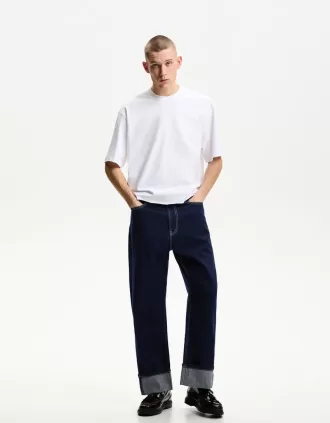 Baggy jeans med uppvikbara fållar