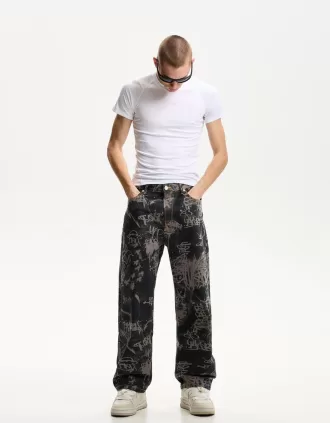 Baggy printade jeans