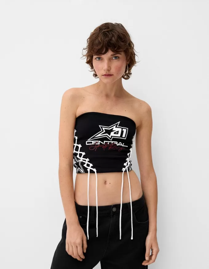 Bandeau-topp med snörning Bandeau-topp med snörning