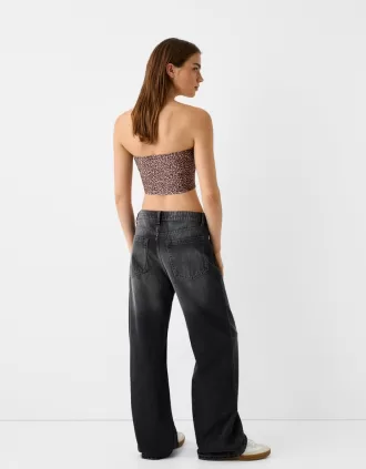 Bandeau topp med uppvikbar fåll