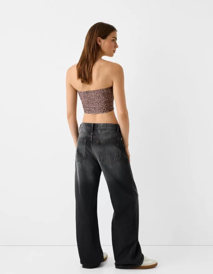 Bandeau topp med uppvikbar fåll Bandeau topp med uppvikbar fåll