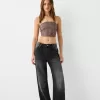 Bandeau topp med uppvikbar fåll Bandeau topp med uppvikbar fåll