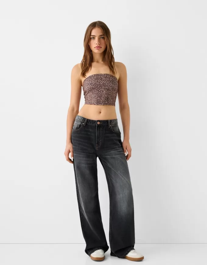 Bandeau topp med uppvikbar fåll Bandeau topp med uppvikbar fåll