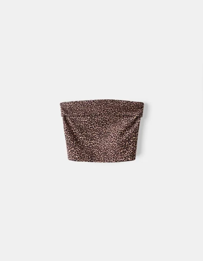 Bandeau topp med uppvikbar fåll Bandeau topp med uppvikbar fåll