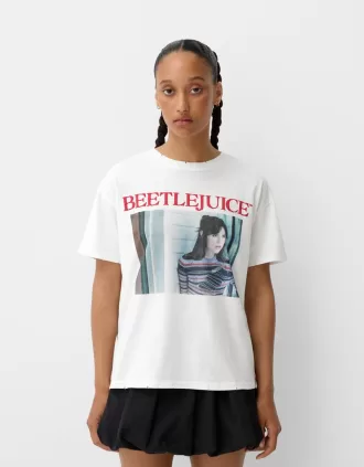 Beershka x Beetlejuice T-shirt med tryck