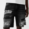 Bermudashorts i denim med tryck Bermudashorts i denim med tryck