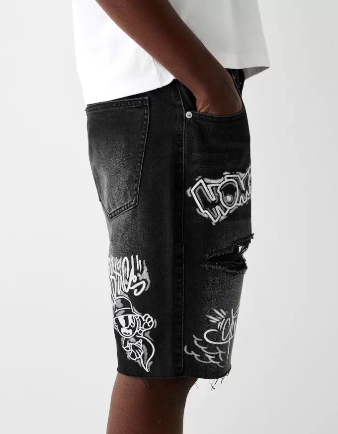 Bermudashorts i denim med tryck Bermudashorts i denim med tryck