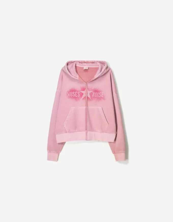 Beskuren hoodie med tryck Beskuren hoodie med tryck