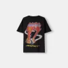 Blekt kortärmad T-shirt med AC/DC-tryck Blekt kortärmad T-shirt med AC/DC-tryck