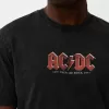 Blekt kortärmad T-shirt med AC/DC-tryck Blekt kortärmad T-shirt med AC/DC-tryck