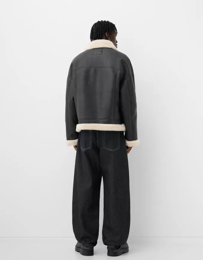 Boxy fit jacka i skinneffekt Boxy fit jacka i skinneffekt