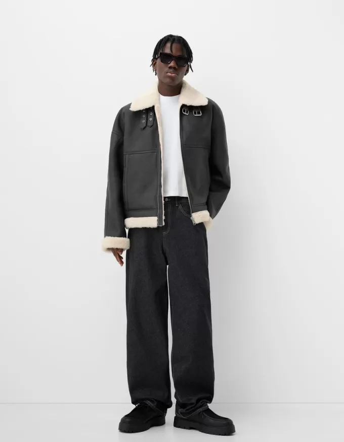 Boxy fit jacka i skinneffekt Boxy fit jacka i skinneffekt