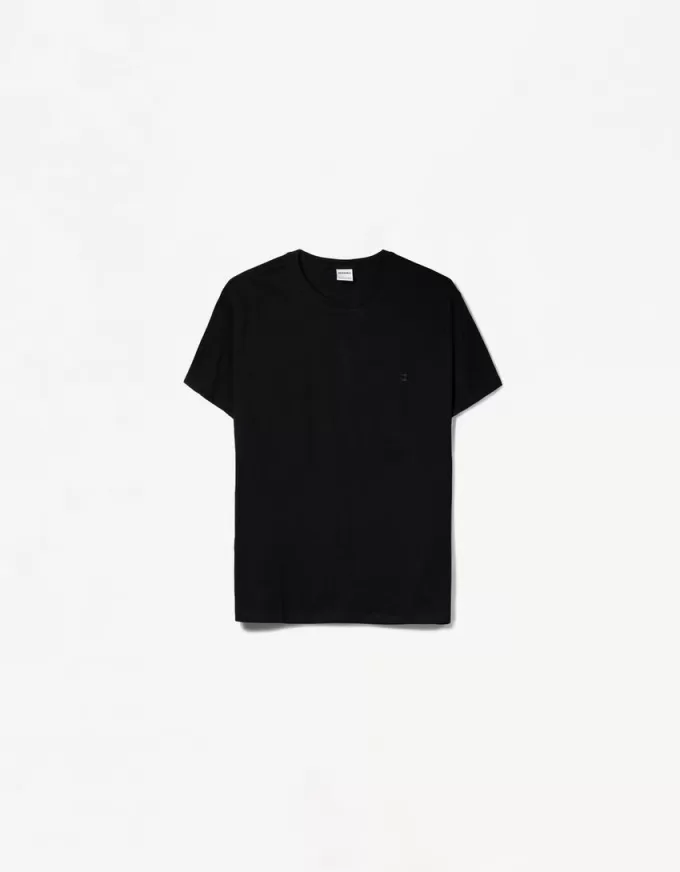 Broderad kortärmad upprullbar T-shirt