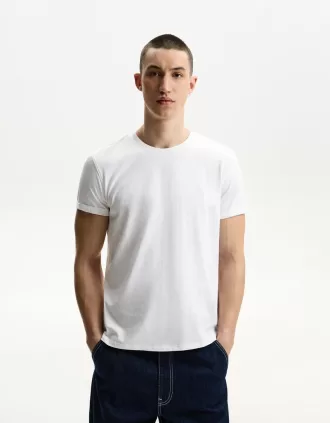 Broderad kortärmad upprullbar T-shirt