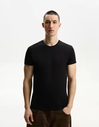 Broderad kortärmad upprullbar T-shirt