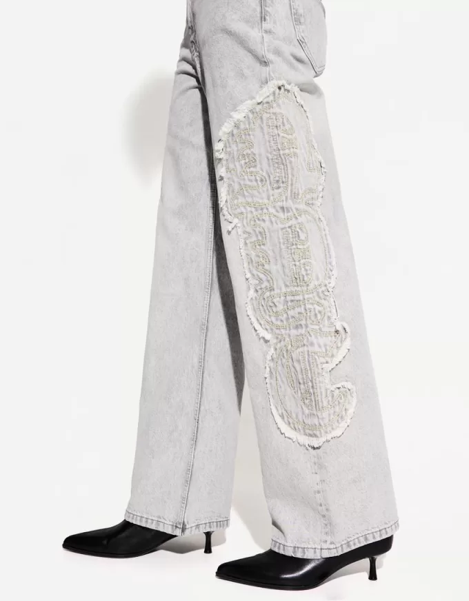 Broderade baggy jeans