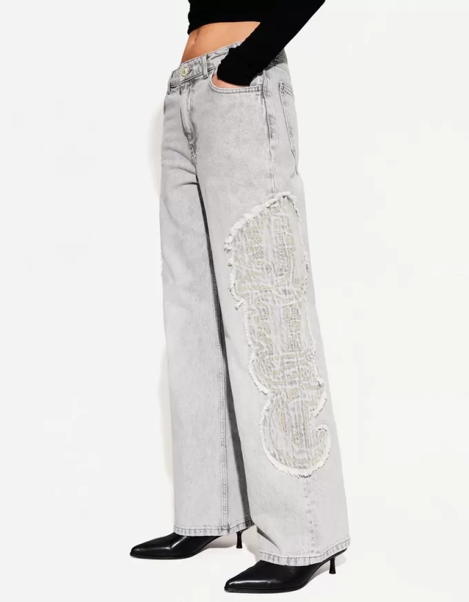 Broderade baggy jeans