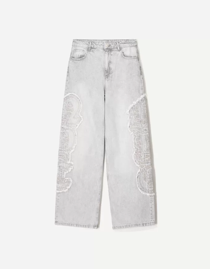 Broderade baggy jeans