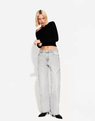 Broderade baggy jeans