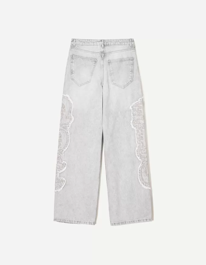 Broderade baggy jeans