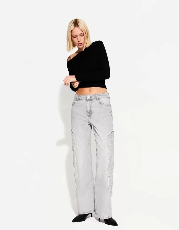 Broderade baggy jeans