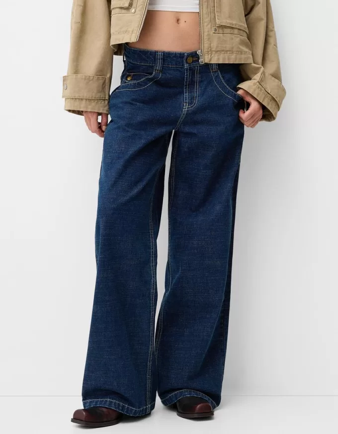 Broderade boyfriend-jeans