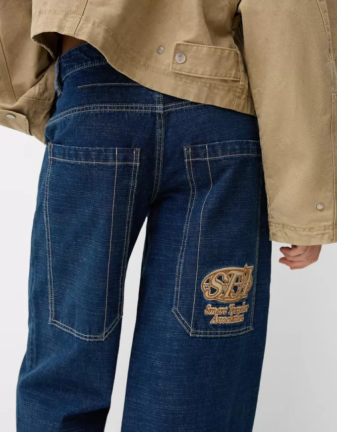 Broderade boyfriend-jeans