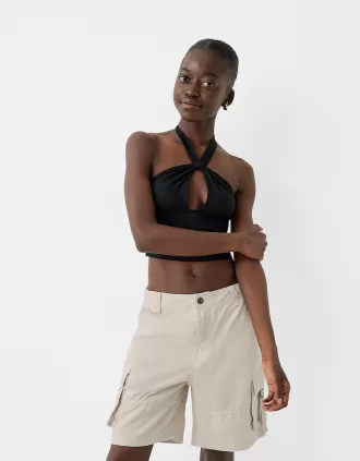 Cargofickor med remmar Bermudashorts