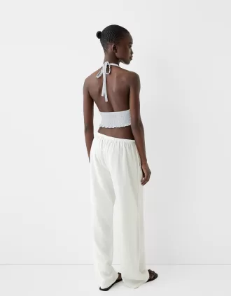 Crop top i linneblandning