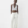 Crop top i linneblandning Crop top i linneblandning