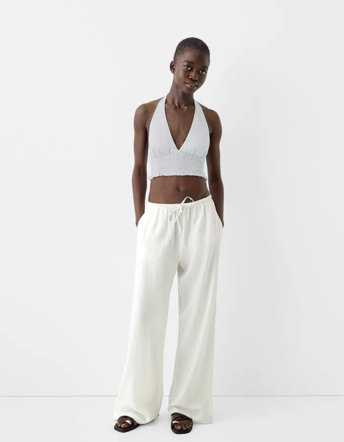 Crop top i linneblandning Crop top i linneblandning