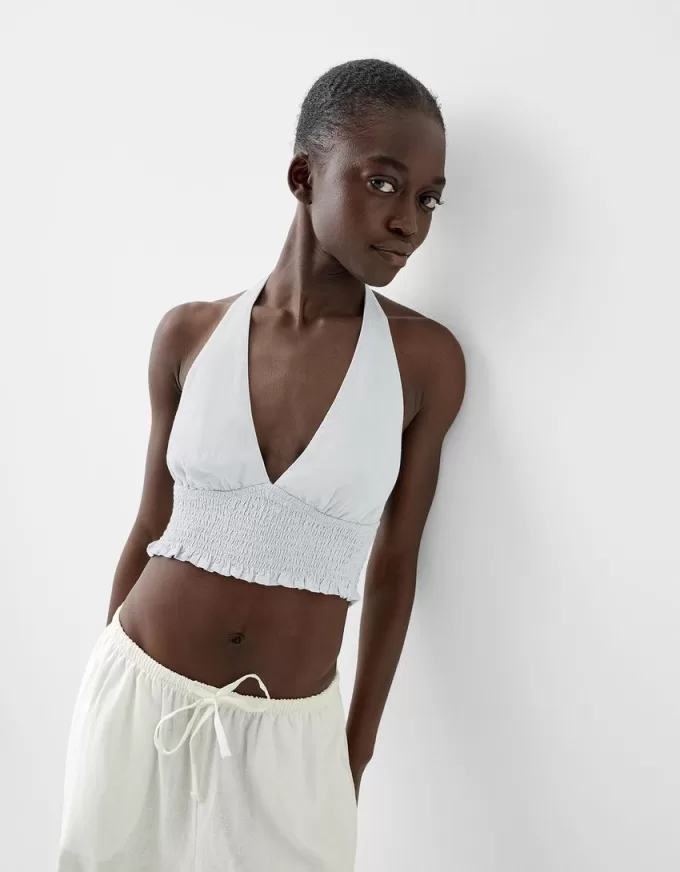Crop top i linneblandning Crop top i linneblandning