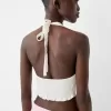 Crop top med halterneck i linneblandning Crop top med halterneck i linneblandning