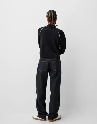 Cropped sweatshirt med dragkedja