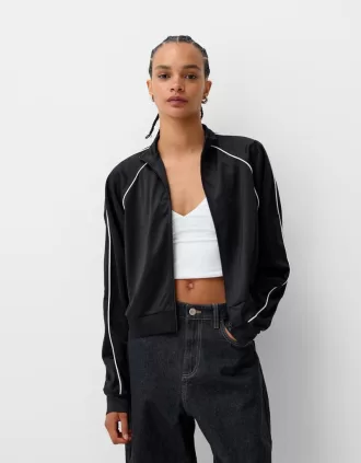 Cropped sweatshirt med dragkedja