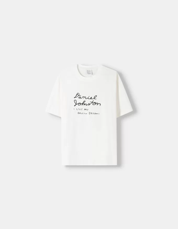 Daniel Johnston tryckt kortärmad T-shirt Daniel Johnston tryckt kortärmad T-shirt