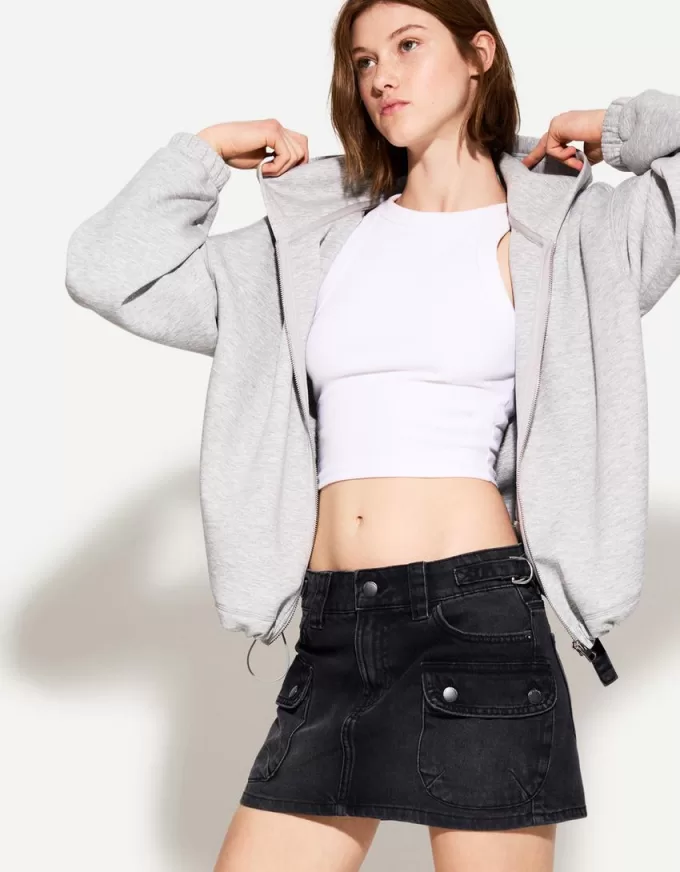 Denim cargo kjol med remmar Denim cargo kjol med remmar