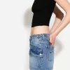 Denim cargo kjol med remmar