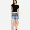 Denim cargo kjol med remmar