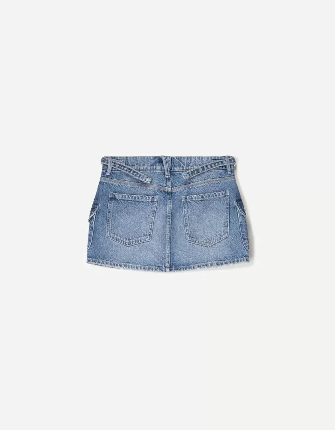 Denim cargo kjol med remmar Denim cargo kjol med remmar