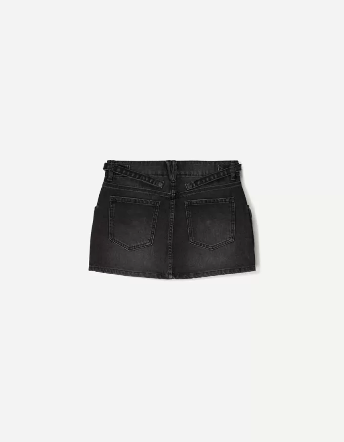 Denim cargo kjol med remmar Denim cargo kjol med remmar
