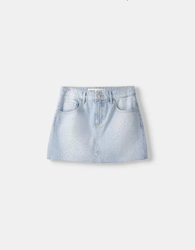 Denim minikjol i strass Denim minikjol i strass