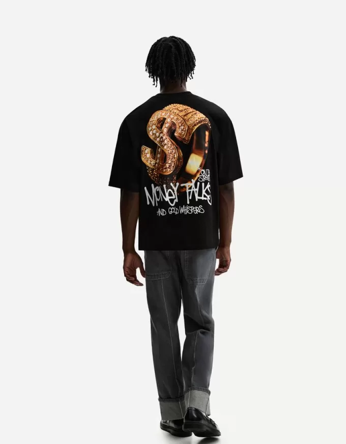 Extra lös kortärmad T-shirt med tryck Extra lös kortärmad T-shirt med tryck