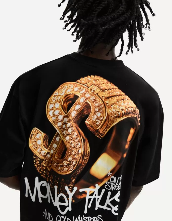 Extra lös kortärmad T-shirt med tryck Extra lös kortärmad T-shirt med tryck